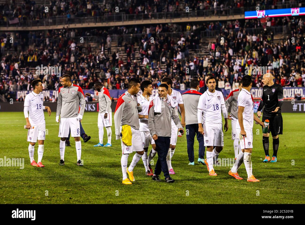 HARTFORD - OCTOBER 10:  US  players after match on US International Friendly match between US Men`s National Team vs Ecuador,  on October 10, 2014, in Stock Photo